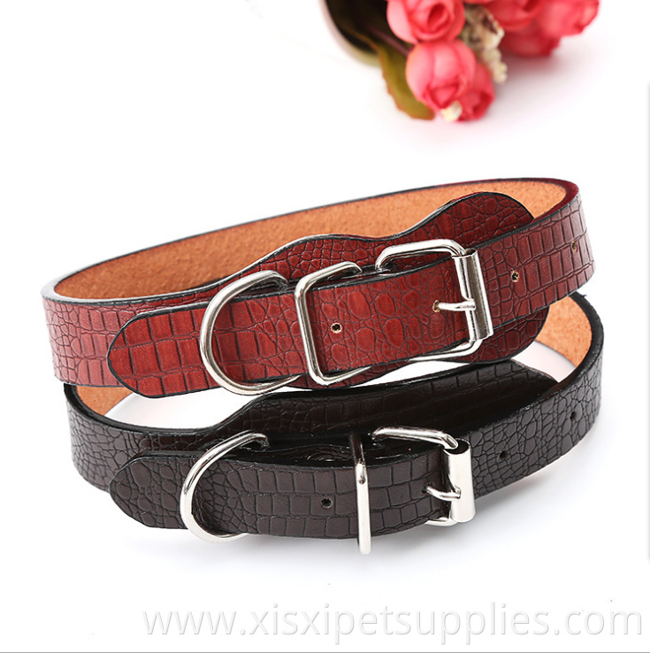 Pet supplier custom leather plain dog collar for walking training outdoor